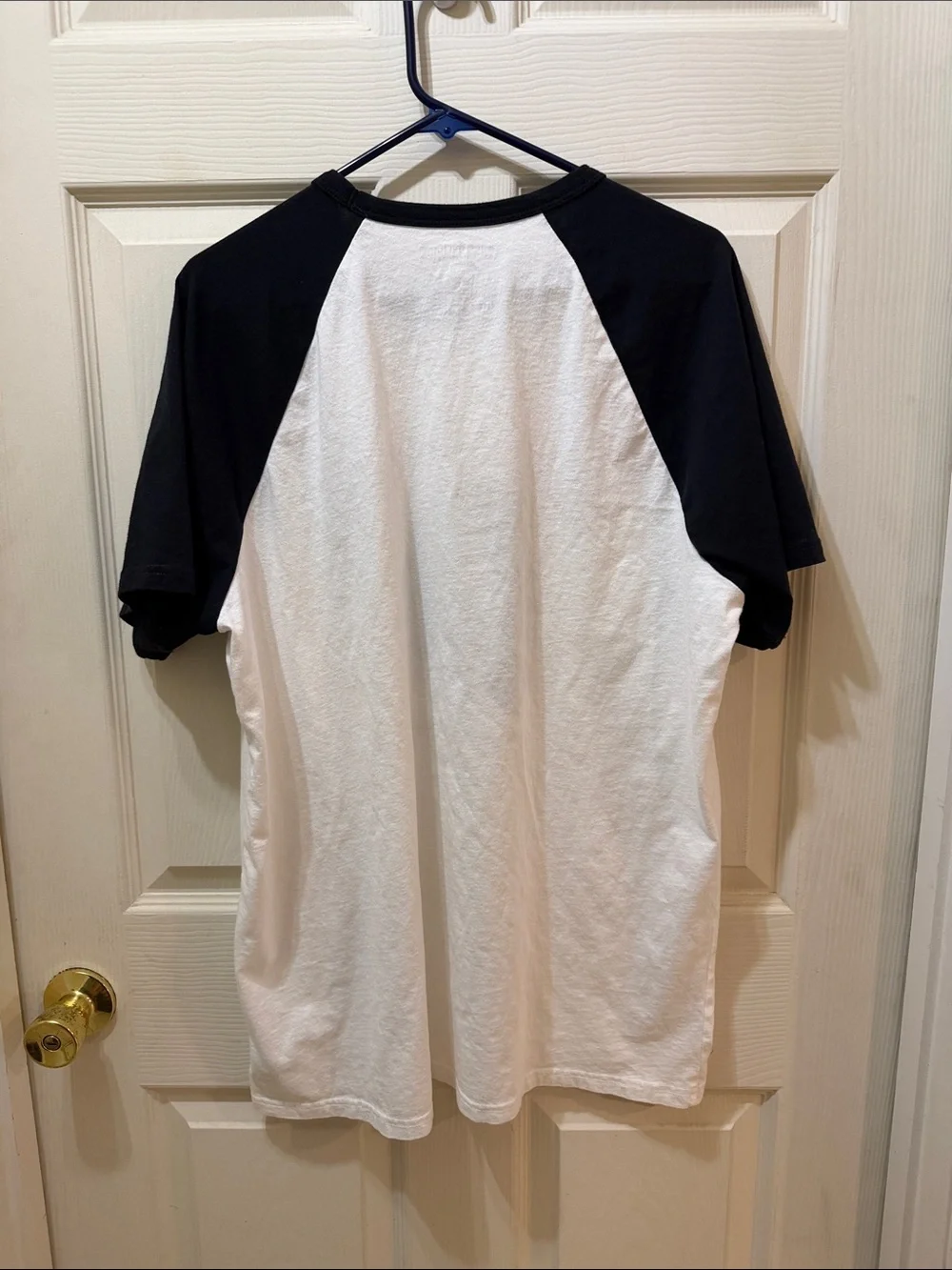 True Religion White and Black Raglan Graphic Tee with Red Accent